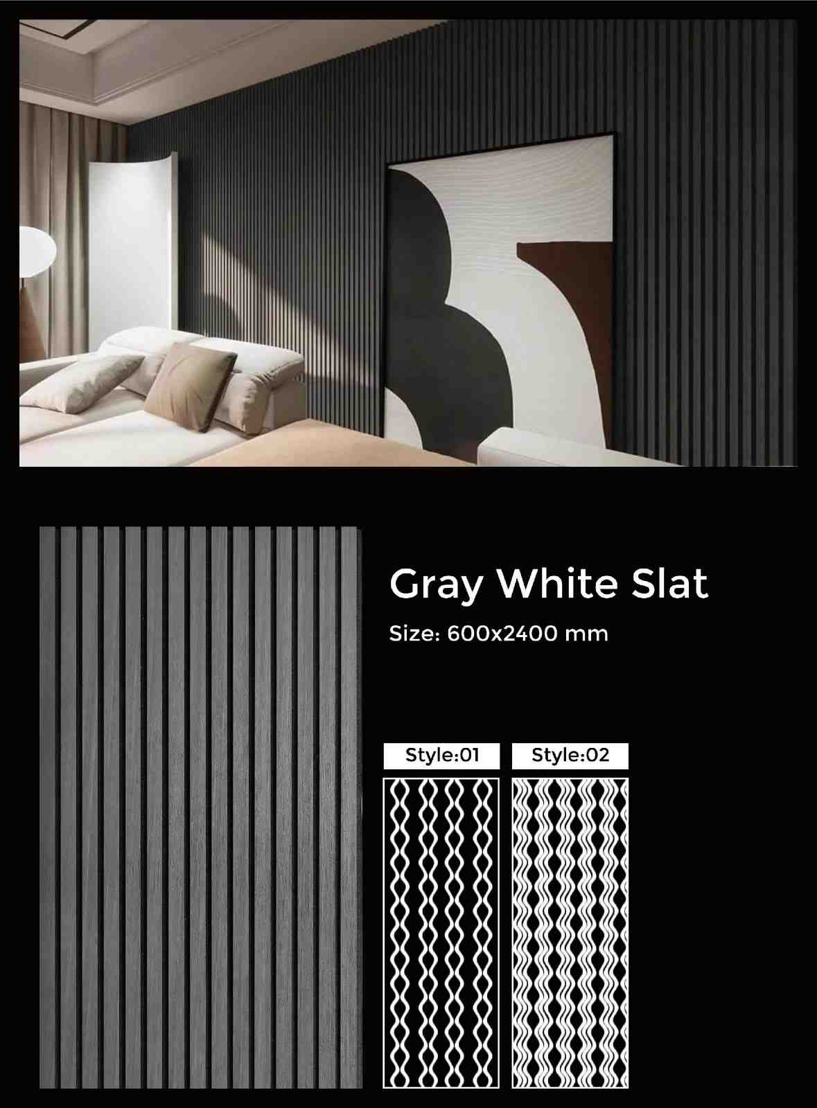 Gray White Slat acoustic slat wall panel