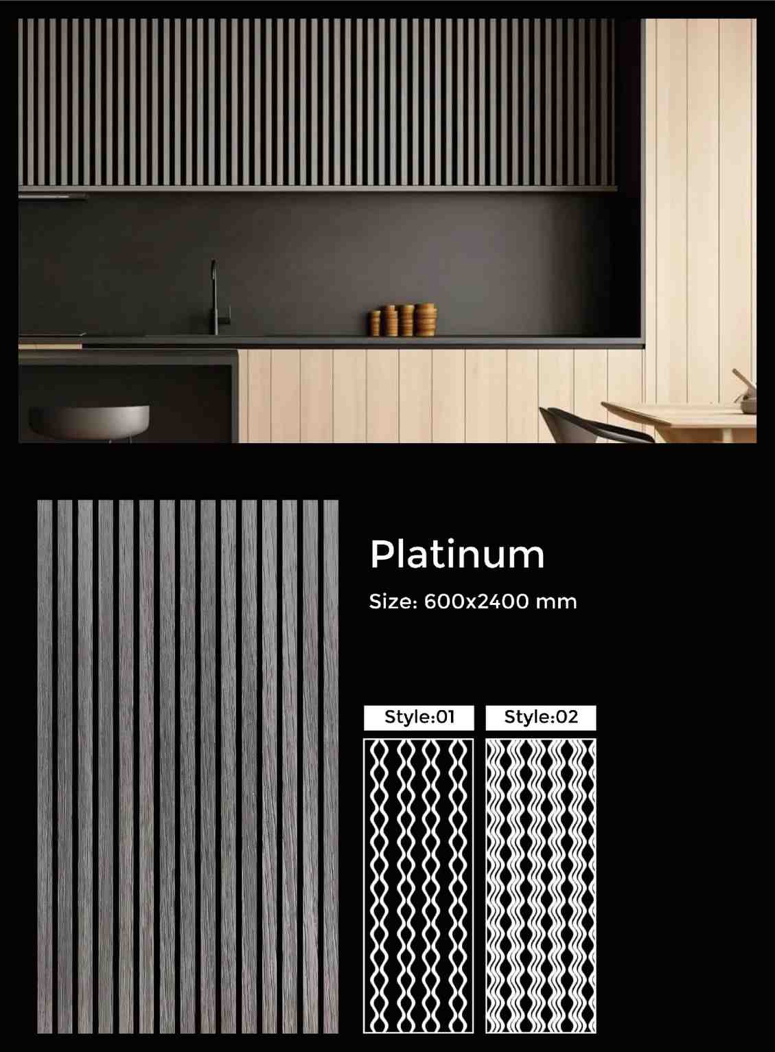 Platinum acoustic slat wall panel