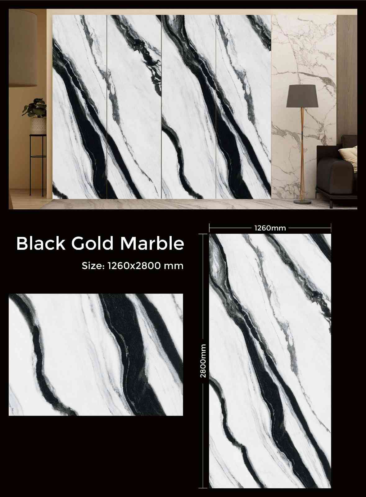 Black Gold Marble UV polished marble wall panel